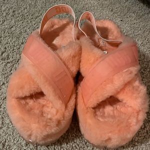 Ugg plush platform slippers